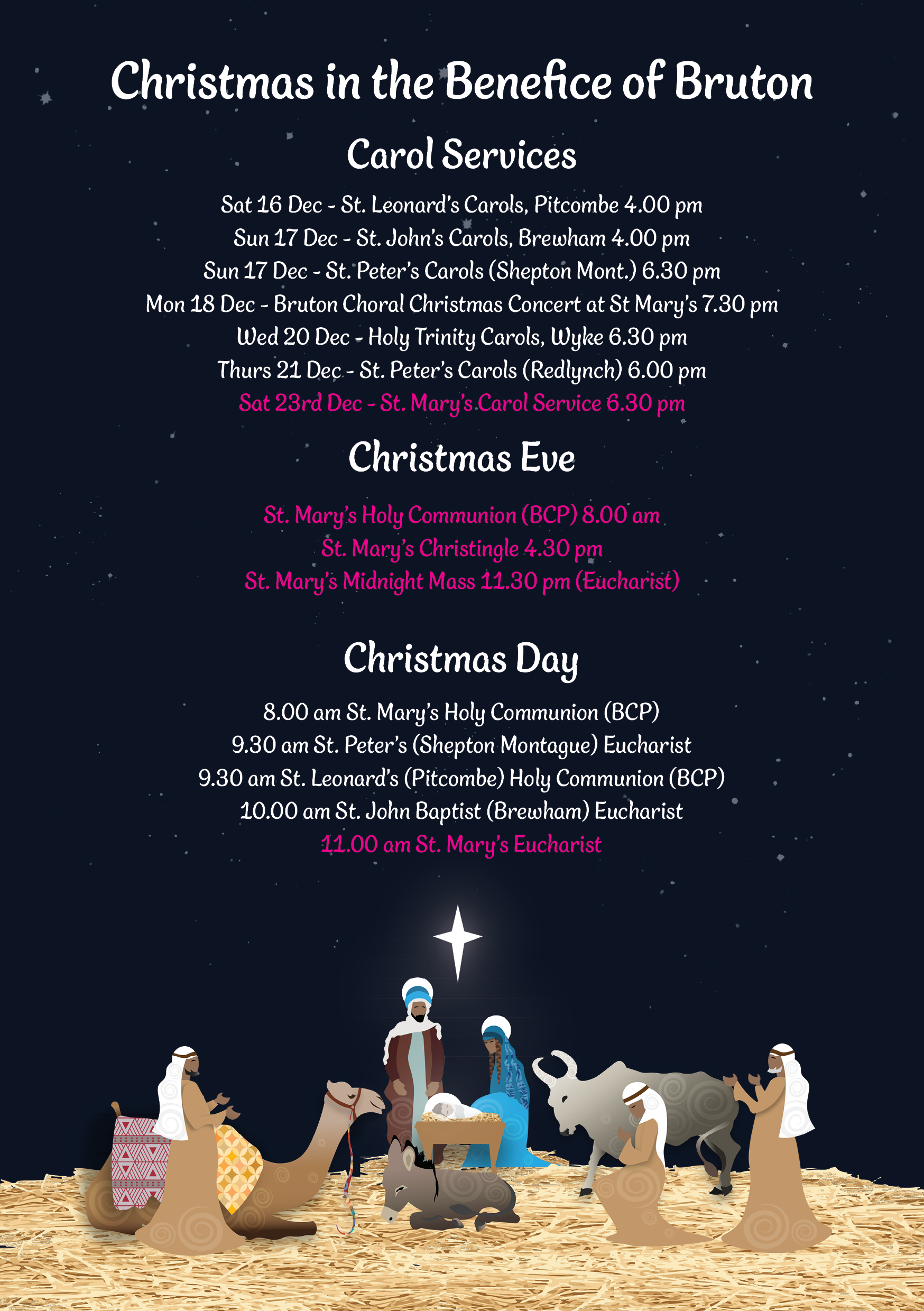 Christmas Services in the Benefice of Bruton